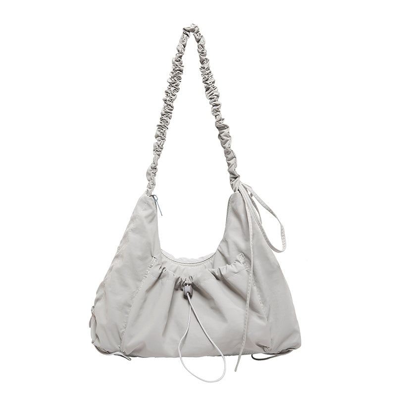 Women Nylon Drawstring Pleated Cloud Bag, Casual Versatile Crossbody Shoulder Bag