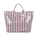 Striped PVC Canvas Large Capacity Tote Bag