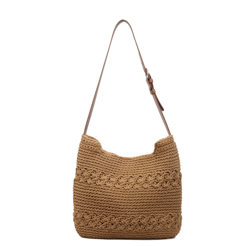 Women 2026 Resort Style Woven  Simple Large Capacity Casual Beach Bag