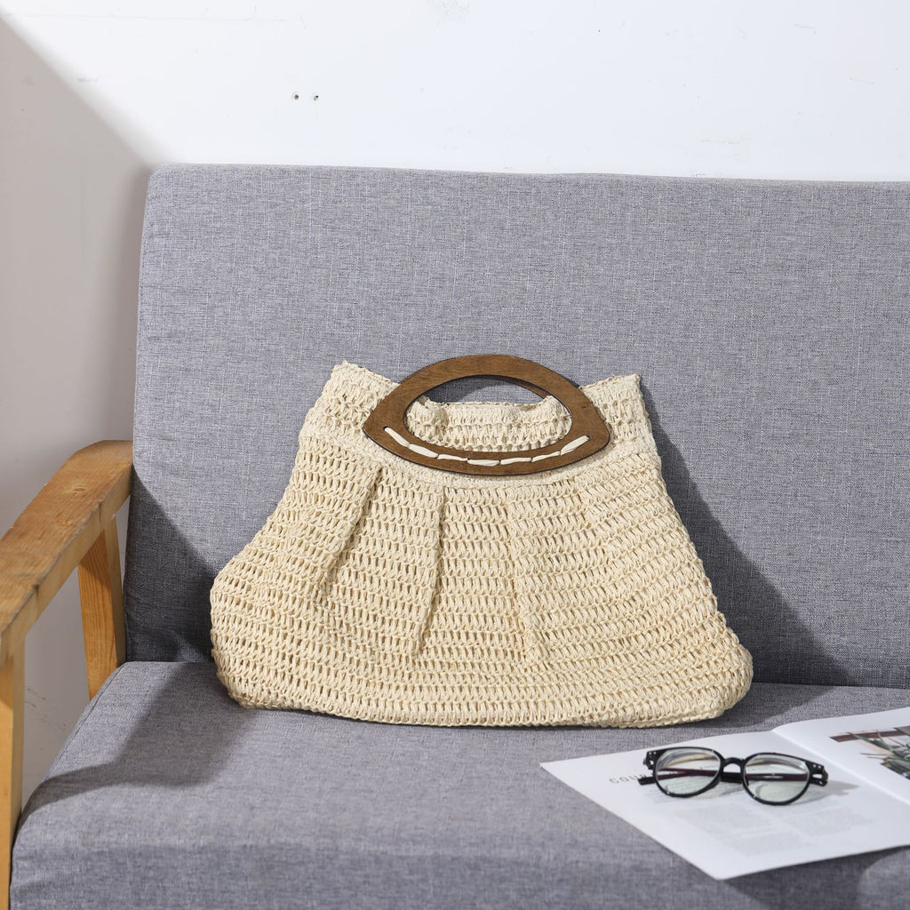 Boho Handwoven Sequin Crochet Top Handle Bag