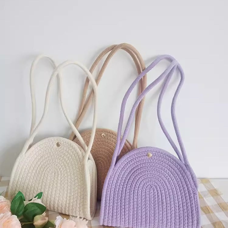 Women Straw 2026 New Cotton Woven Trendy Handheld Shoulder Bag