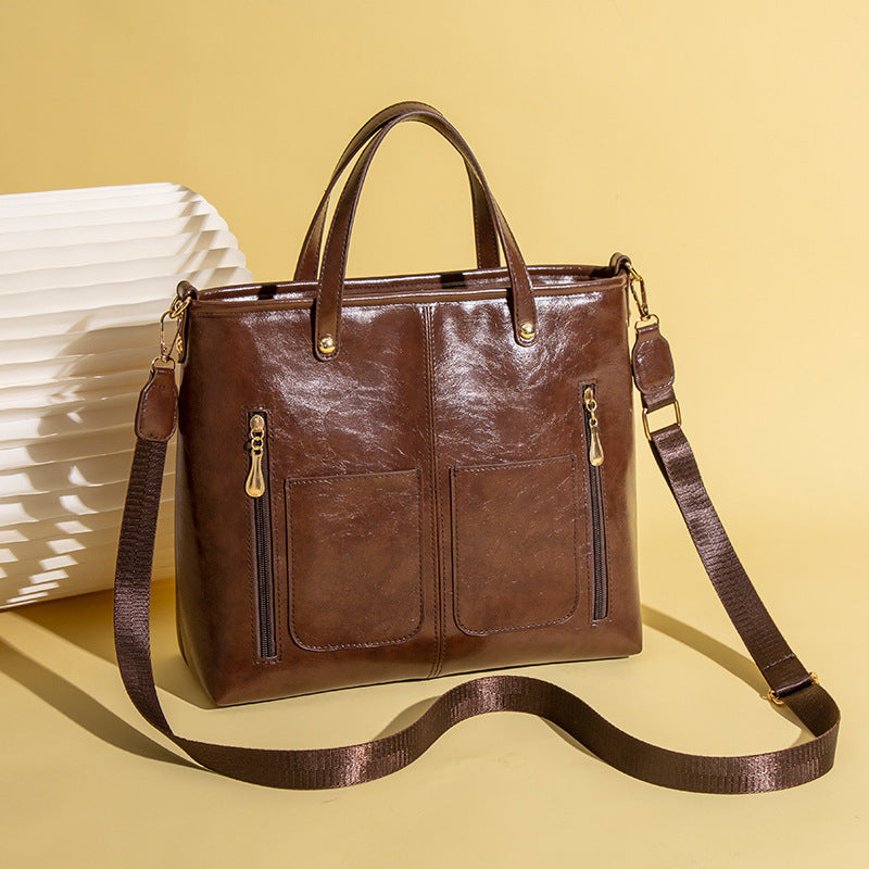 Vintage PU Leather Laptop Large Capacity Work Tote Bag