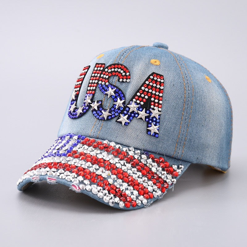 Rhinestone Flower Butterfly Baseball Cap