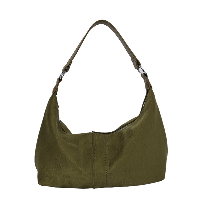 Vintage-inspired Suede Hobo Shoulder Bag with Soft Structured Shape
