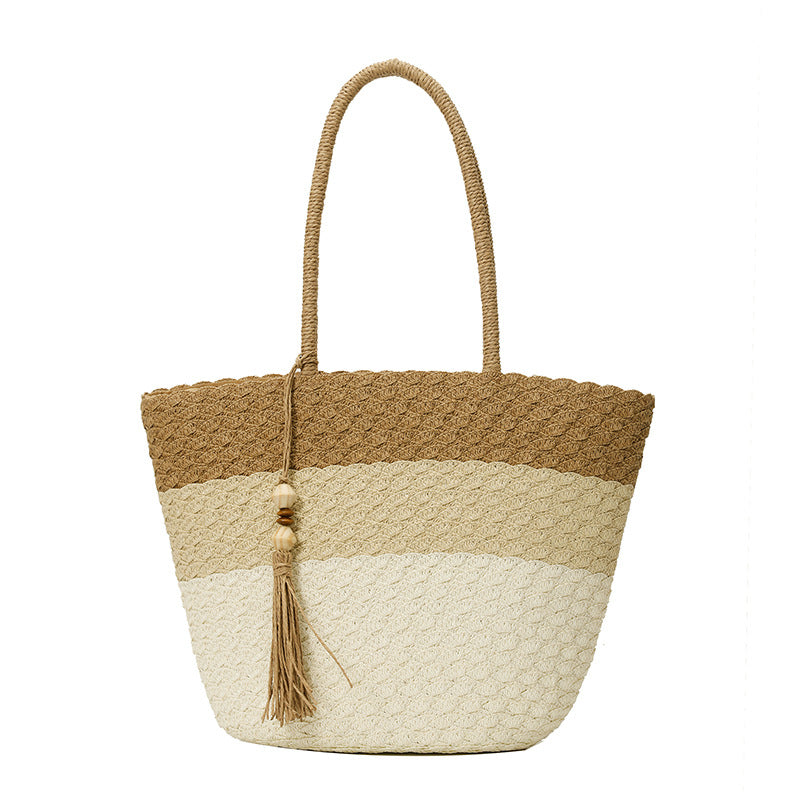 Women 2026 Fashion Handmade Woven Beach Large Shoulder Handbag