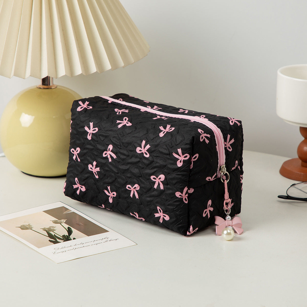 Bow-Knot Hand-Held Large Capacity Cosmetic Travel Toiletry Bag