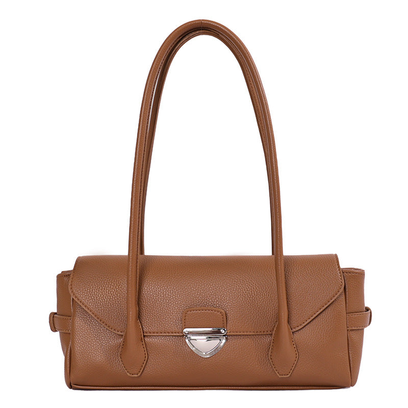 Structured East-West Shoulder Bag with Polished Clasp
