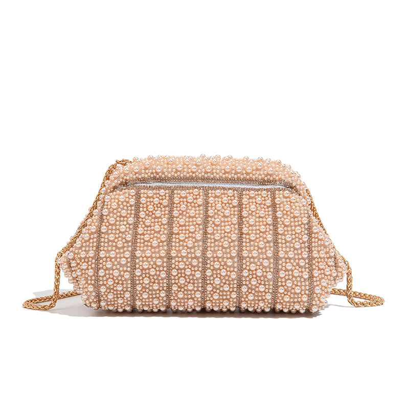 High-End Pearl Clip Evening Clutch Bag