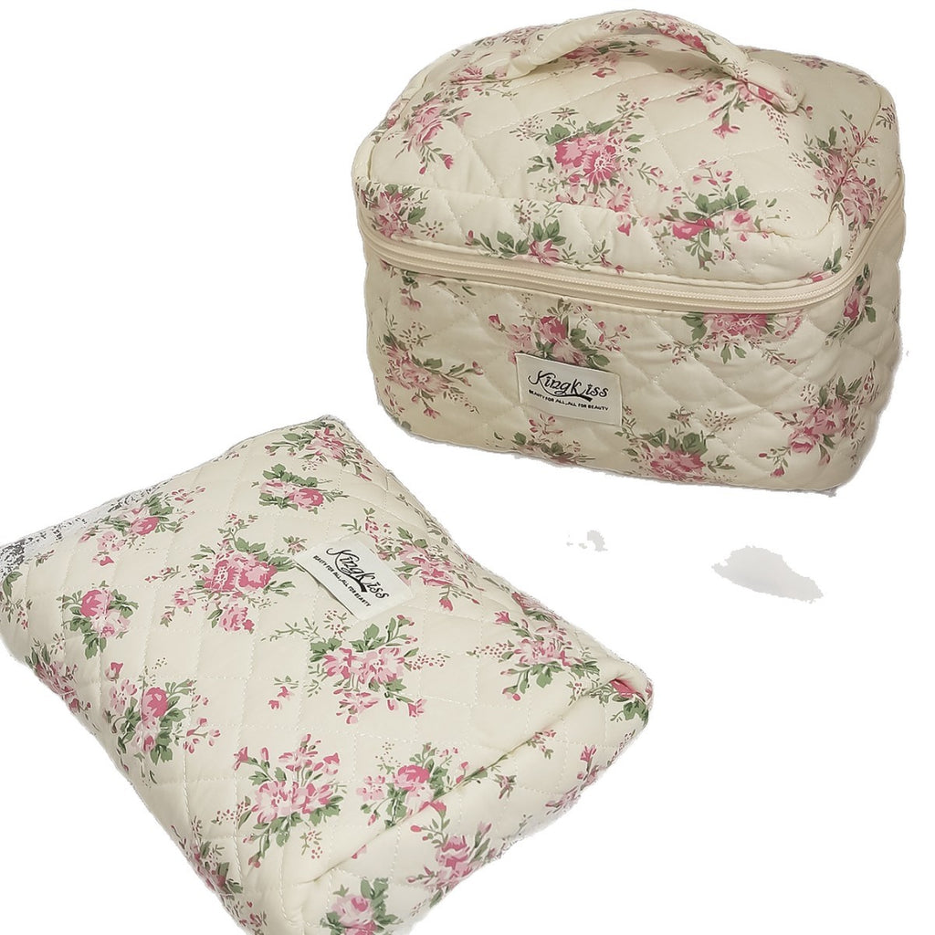 Fresh Floral Cotton Cosmetic Bag