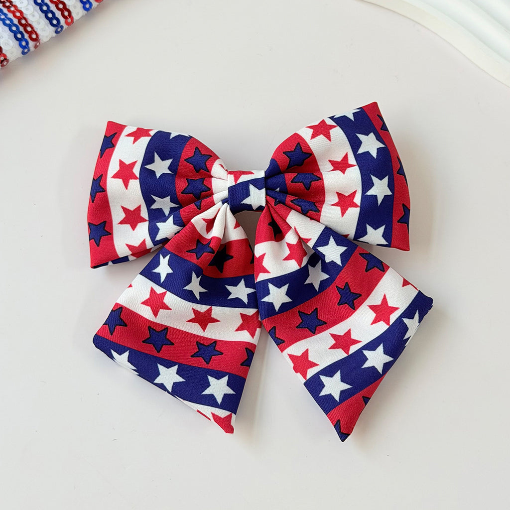Independence Day Star Stripe Bow Streamer Hair Clip