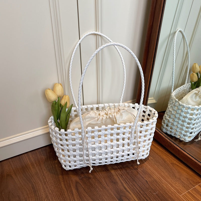 2026 Hollow Woven Summer Beach Shopping Shoulder Handheld Bag