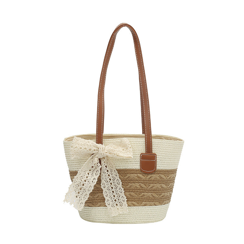 Cross-Border Woven Straw Bag, Beach Vacation Vegetable Basket, New Handmade Handbag, Lazy Style Beach Bag, Commuter Bag