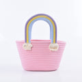 Portable Cotton Rope Rainbow Woven Gift Basket