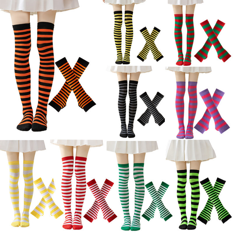 Cross Border Halloween Christmas Party Striped Over Knee Socks