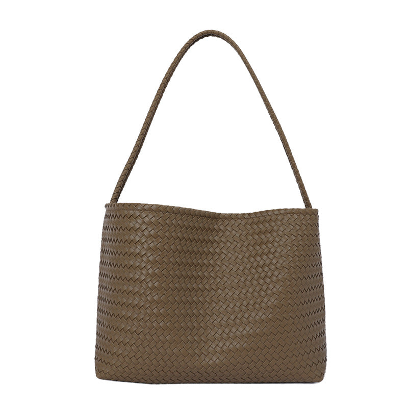 Classic Minimalist Woven Hobo Shoulder Bag with Matching Pouch