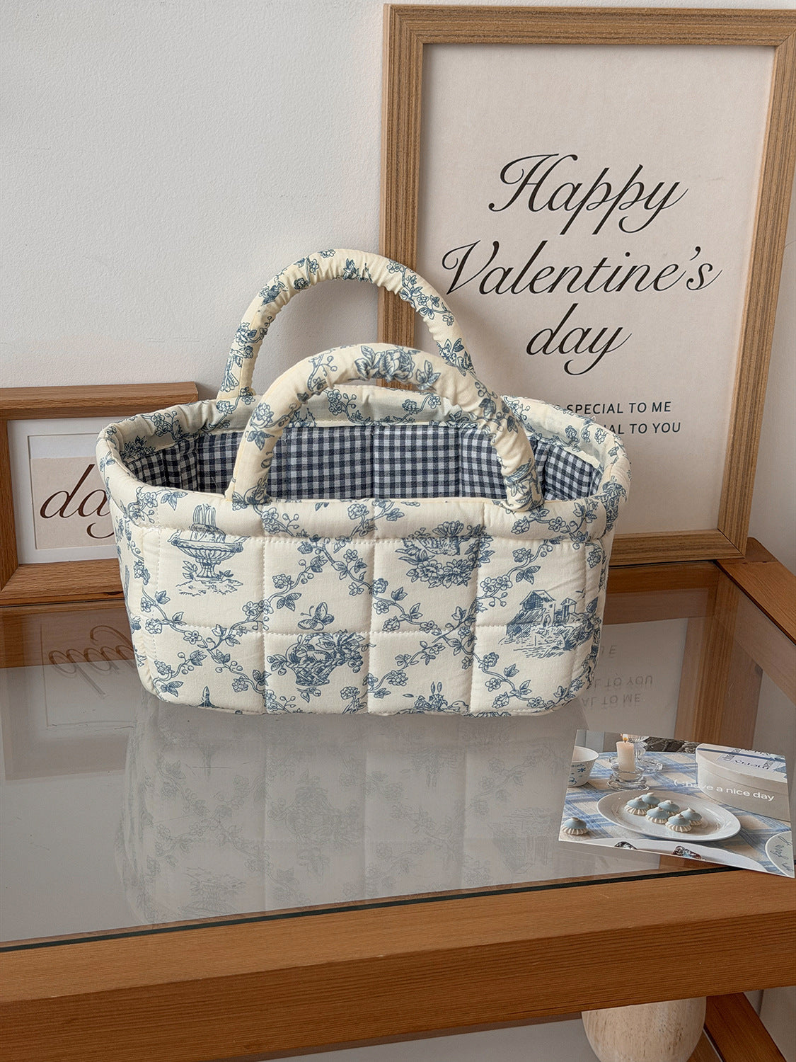 Pastoral Floral Desktop Organizer Basket