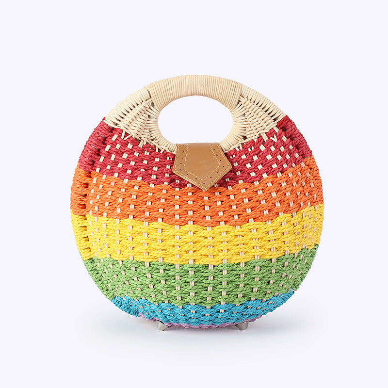 Cute Rattan Shell Bag, Casual Straw Vacation Beach Bag