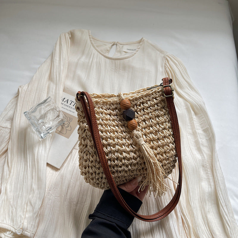 Women Trendy Bucket 2026 New Woven Crossbody Beach Small Bag