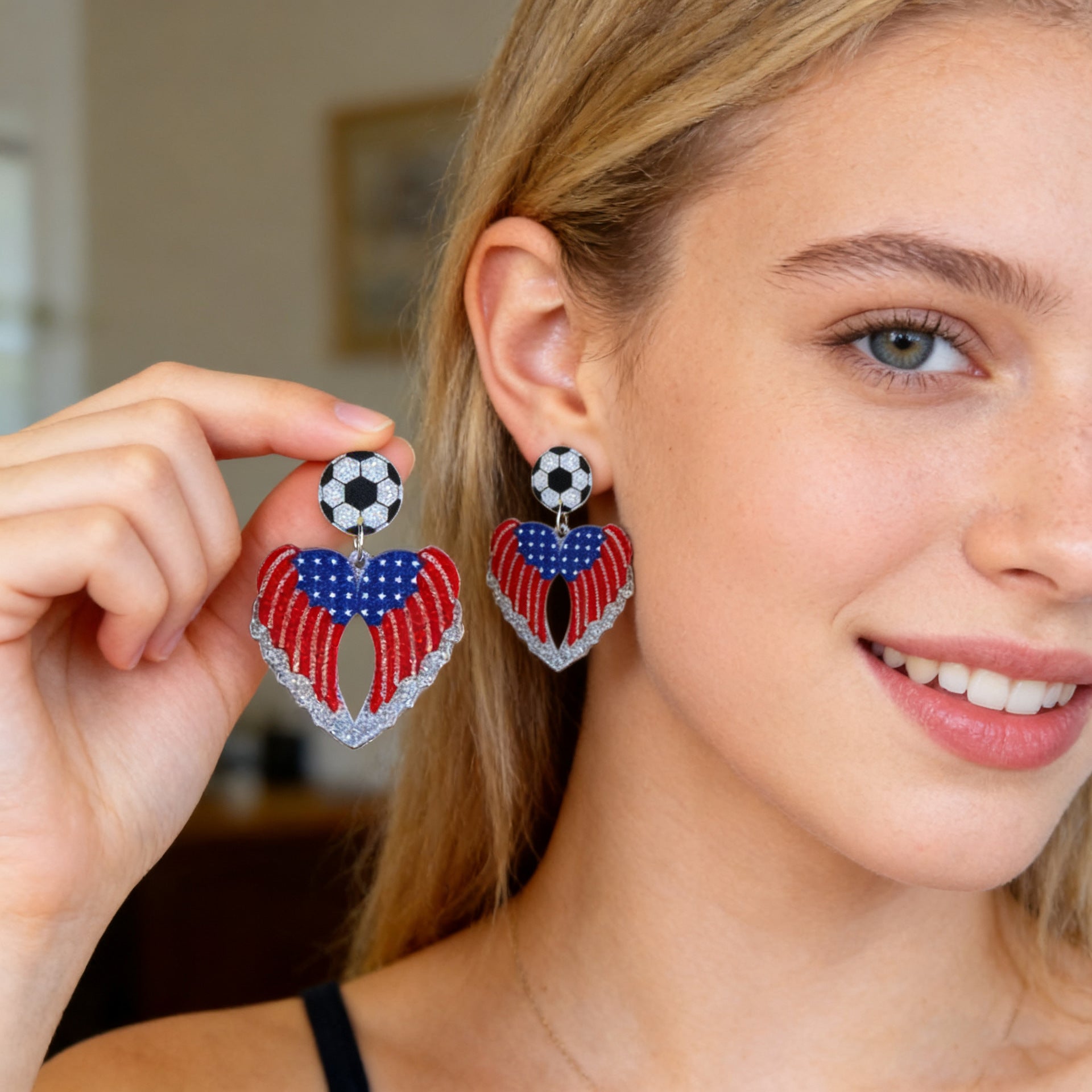 World Cup USA Flag Acrylic Independence Day Earrings