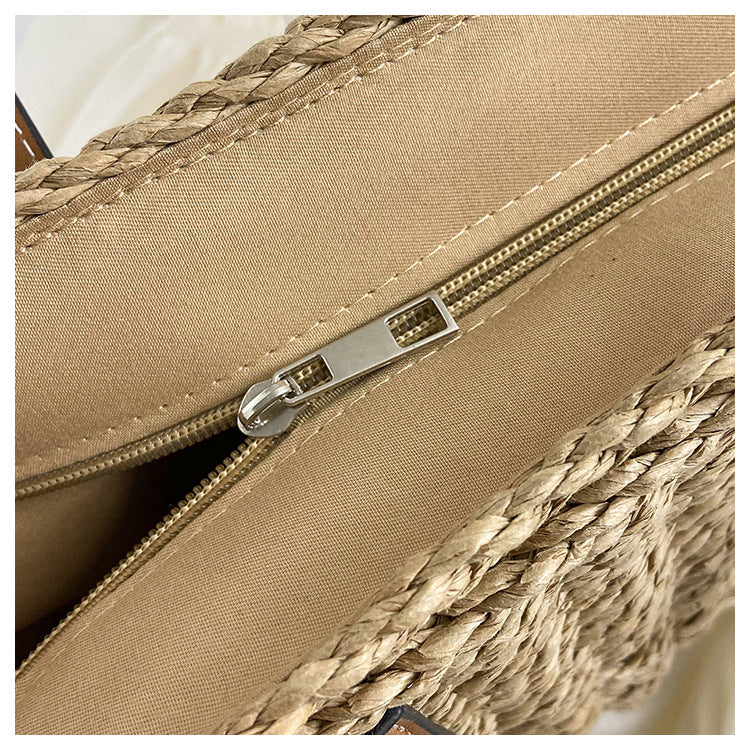 Korean Straw Large Versatile Minimalist Handmade Hollow Woven Beach Bag