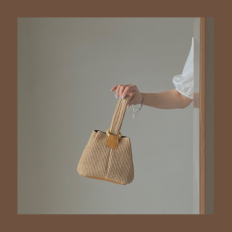 Cute Straw Chain Shoulder Woven Bag for Girls