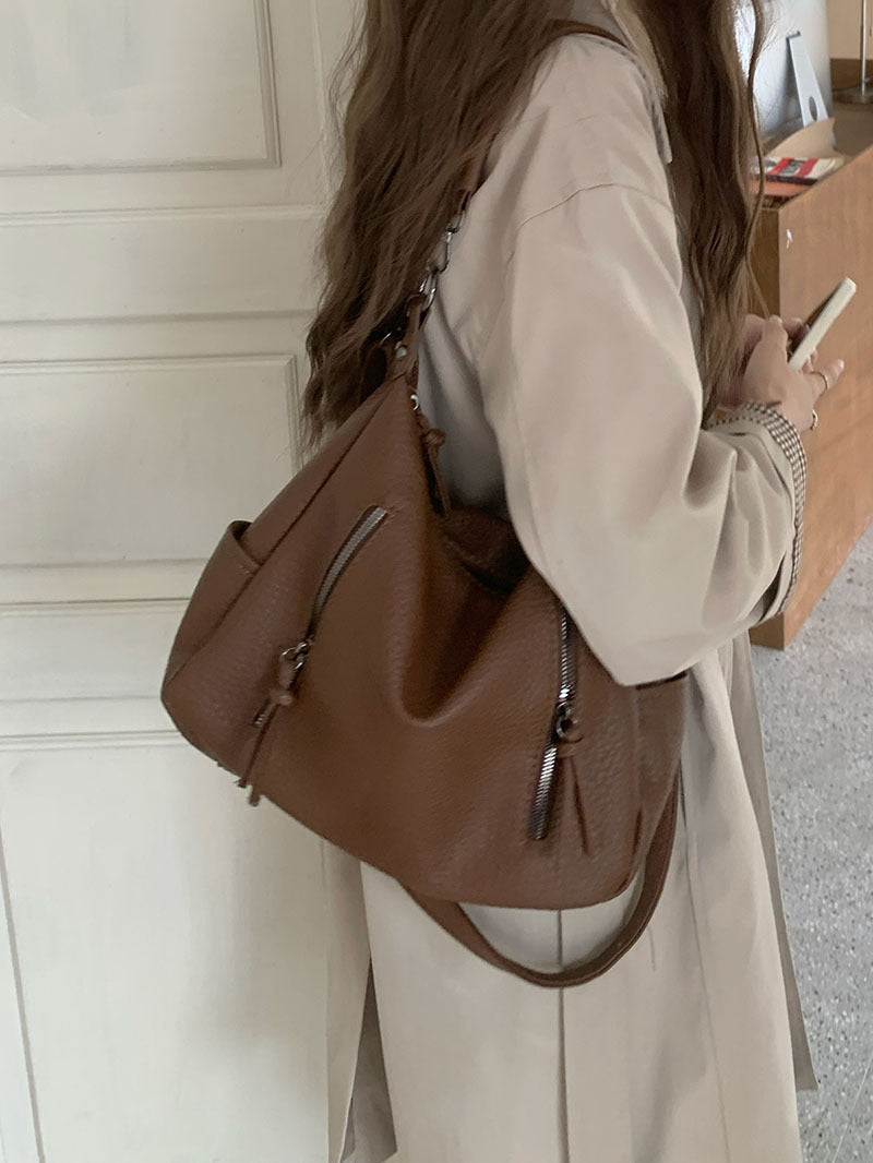 Pebbled Vegan Leather Hobo Crossbody Shoulder Bag