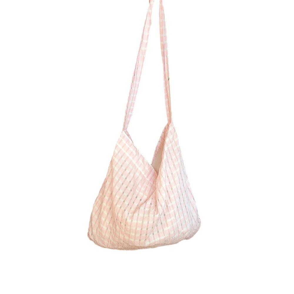 Hollow Bubble Plaid Canvas Crossbody Underarm Bag