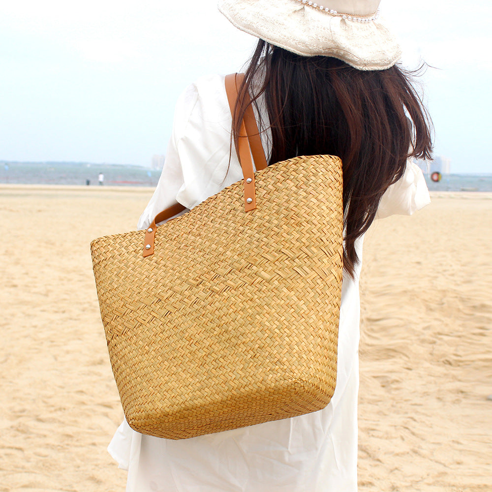 Handwoven Straw Large Capacity Beach Shopping Bag