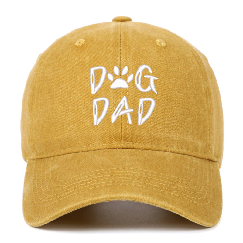 Washed Pure Cotton Embroidered Large Brim Cap