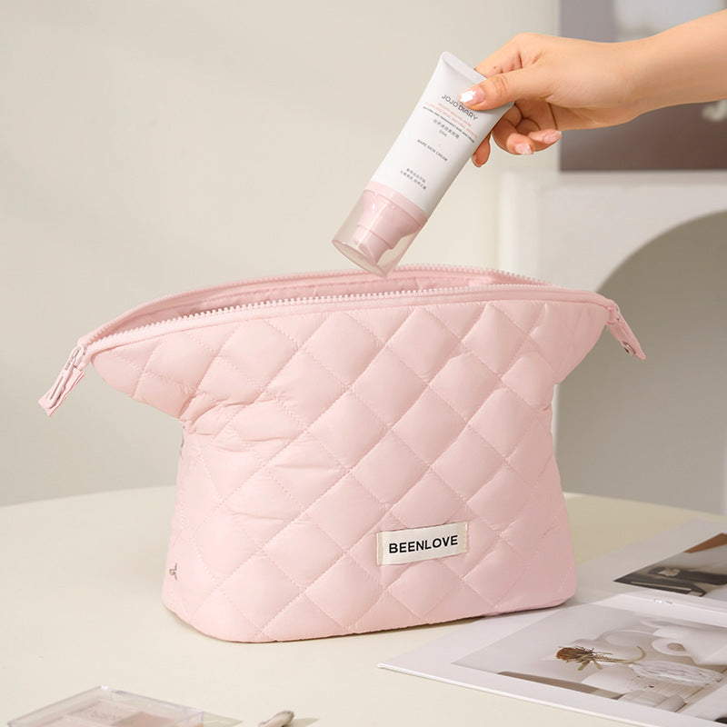 Waterproof Nylon Quilted Makeup and Cosmetic Bag