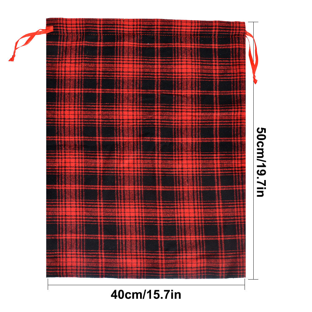 Red Buffalo Plaid Christmas Drawstring Gift Bags