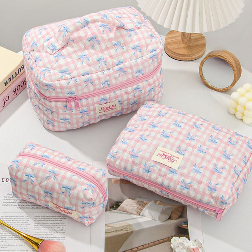 Canvas Striped Octagonal Large-Capacity Toiletry Bag