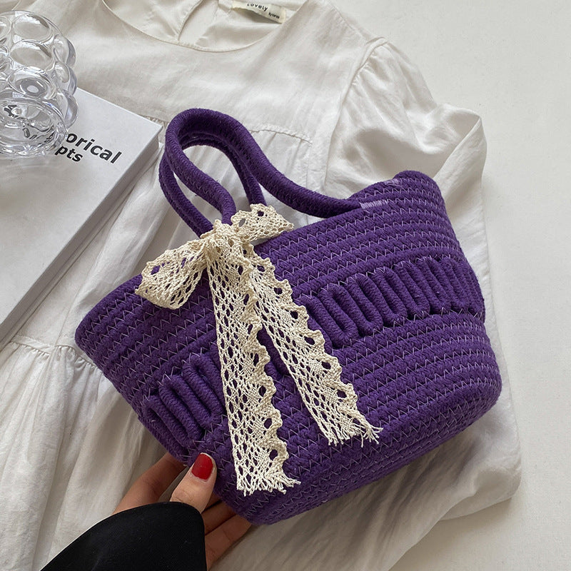 2026 Summer Silk Scarf Woven Large Capacity Casual Forest Style Shoulder Bag