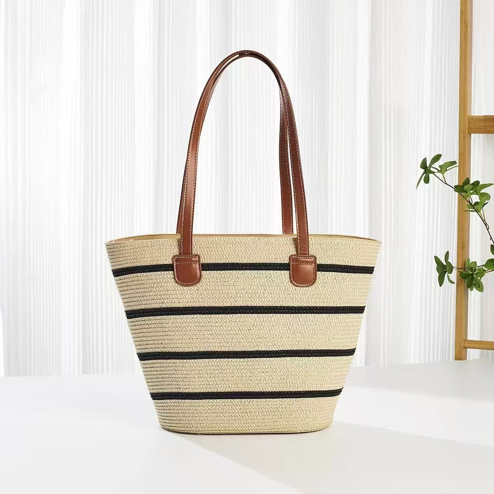 Women's Large Capacity Woven Bucket Beach Tote Bag