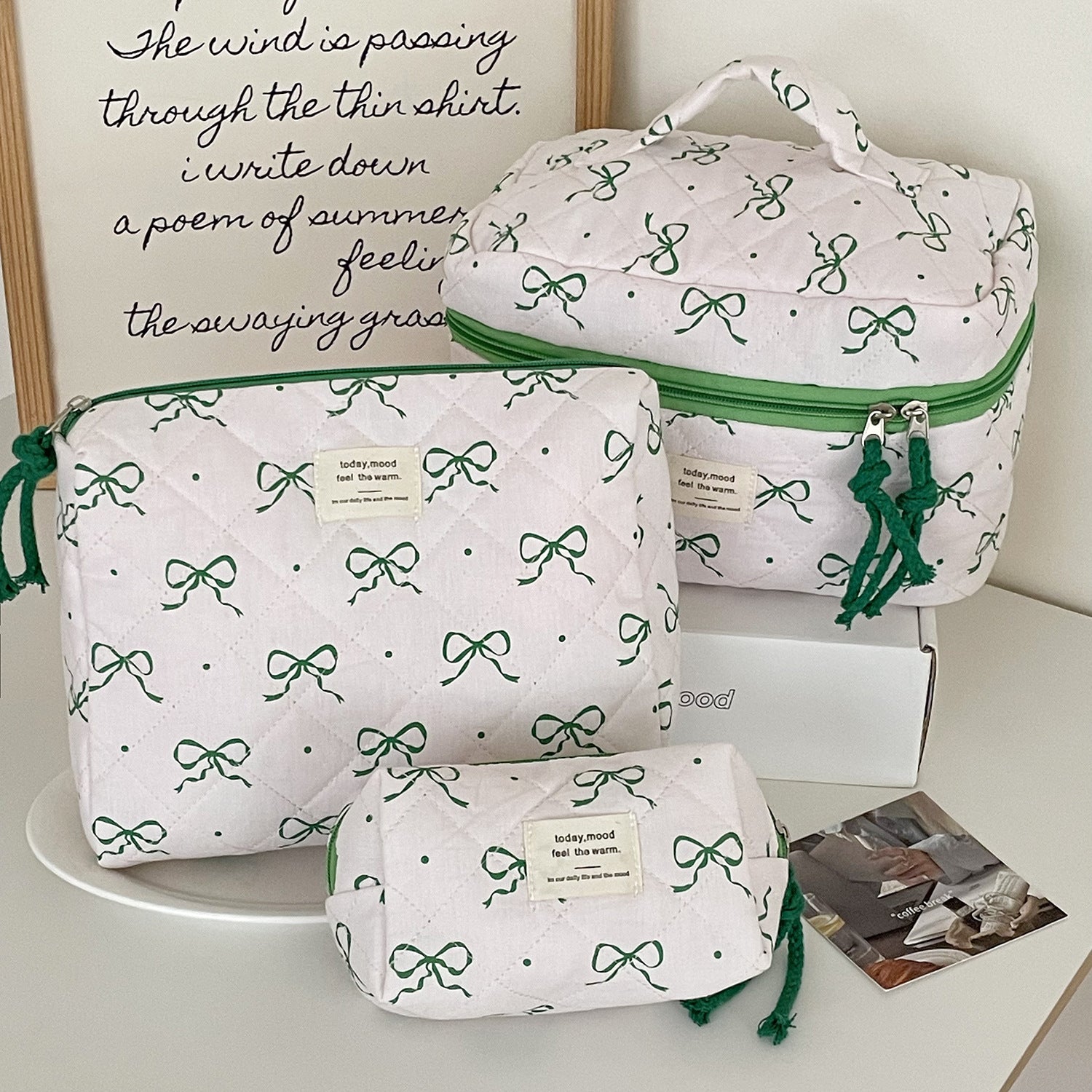 Multi-Pattern Palace Quilted Cosmetic Clutch and Octagonal Set