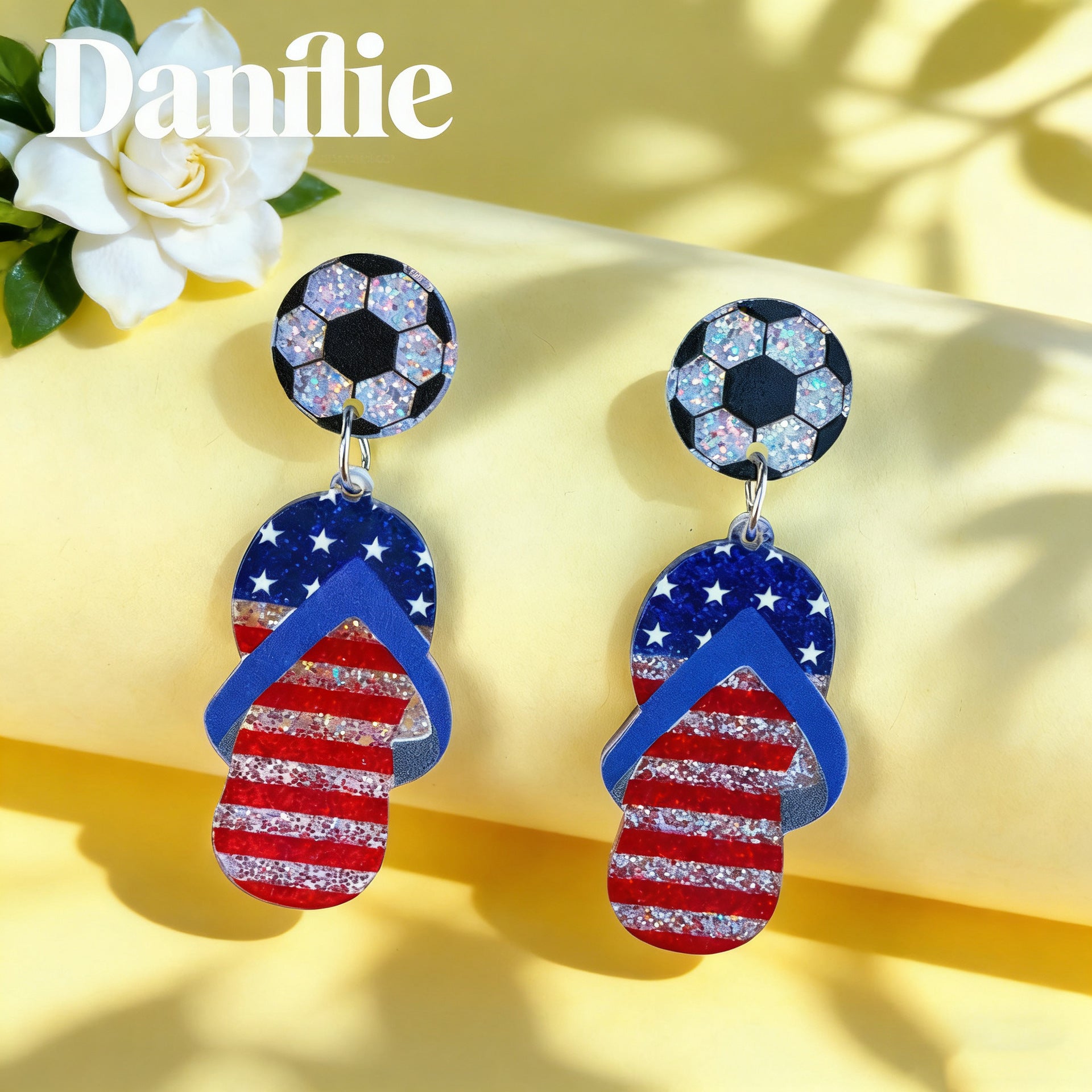 World Cup USA Flag Acrylic Independence Day Earrings
