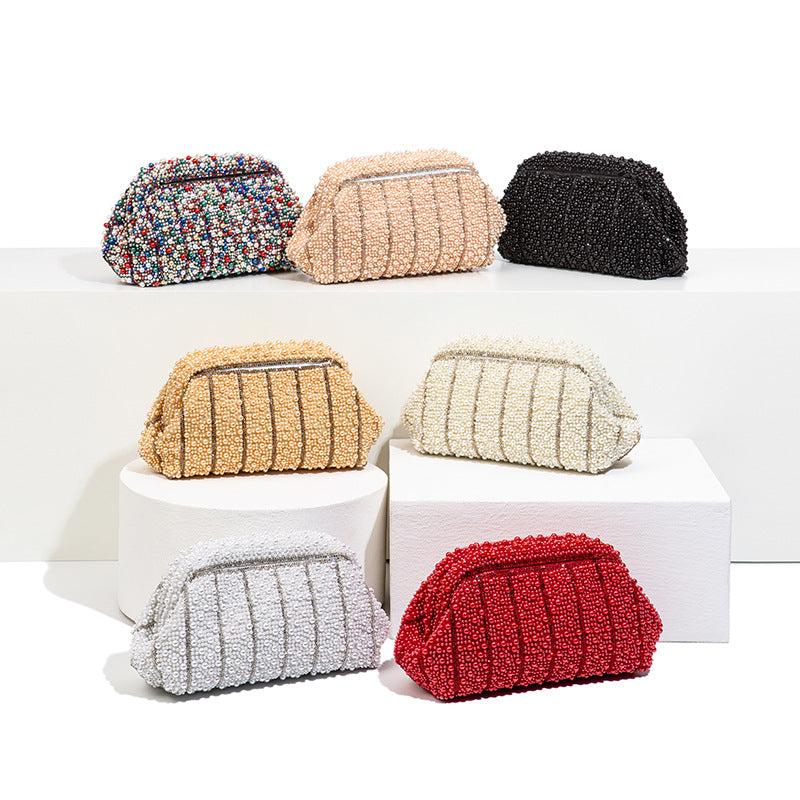 High-End Pearl Clip Evening Clutch Bag