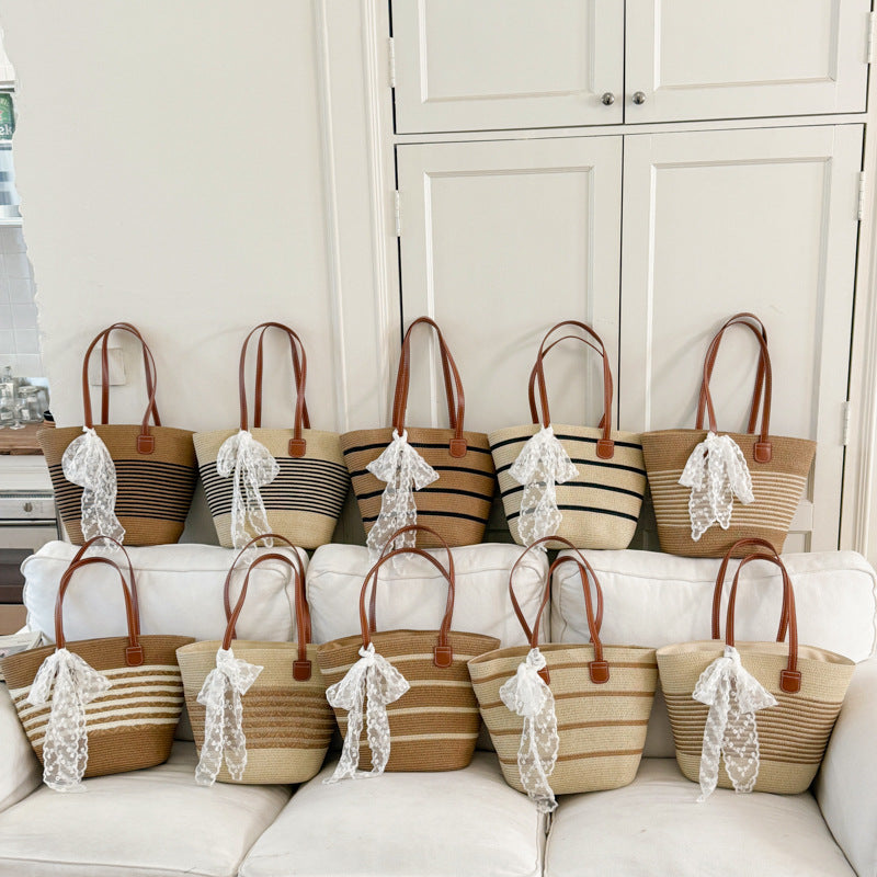 Women Straw Large New Unique Beach Woven Commute Tote Bag