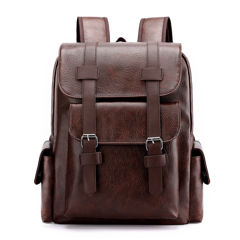 Large Soft PU Leather Casual Business Laptop Travel Backpack