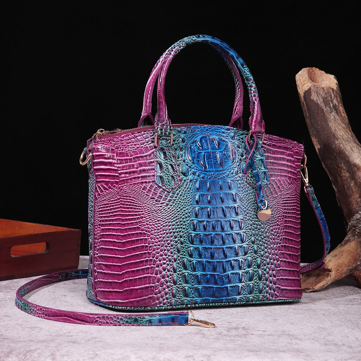 Portable Crossbody Retro Multi-Color Crocodile Pattern Bag