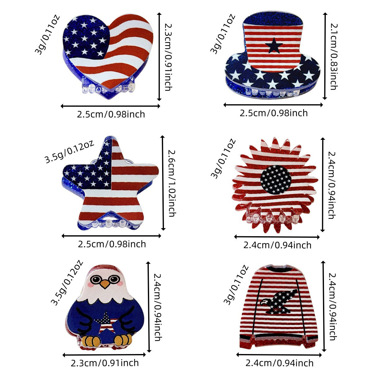 Independence Day Eagle Love Star Hair Clip