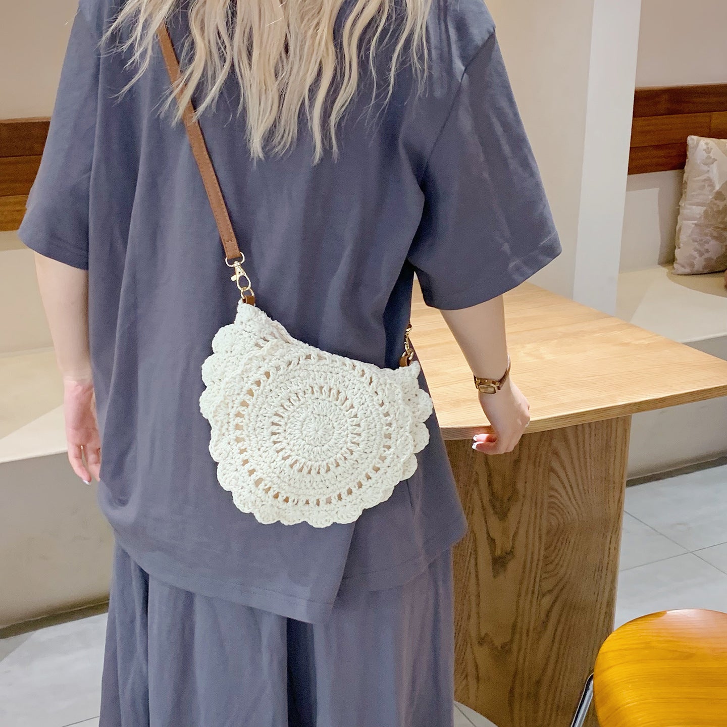 Woven Bag Women'S Summer Knitted Small Crossbody Bag Women'S Casual Versatile Saddle Bag Seaside Vacation Straw Shoulder Bag