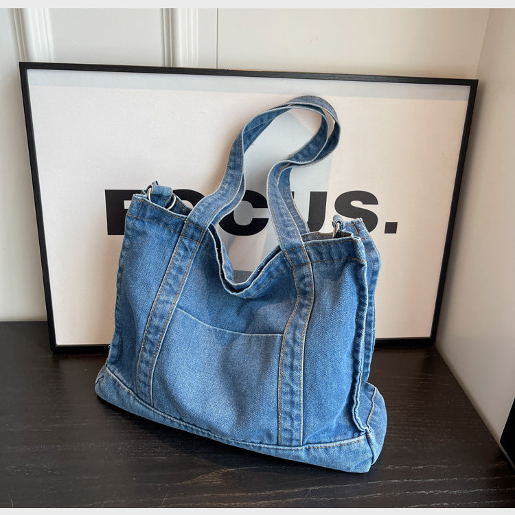 2026 Women Casual Denim Minimalist Versatile Shoulder Tote Bag