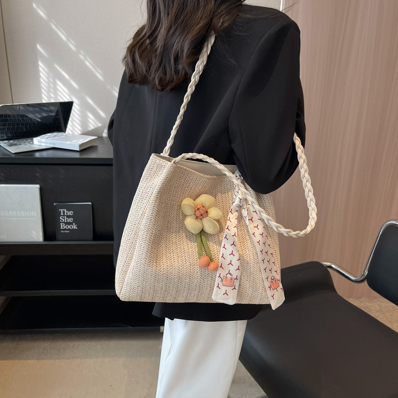 Women Unique Woven Straw New Large Beach Shoulder Crossbody Tote Bag