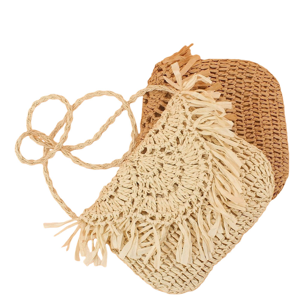 Women 2026 New Straw Woven Crossbody Shoulder Beach Vacation Mobile Phone Bag
