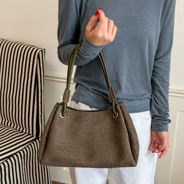 Woven Texture Tote with Elegant Structure
