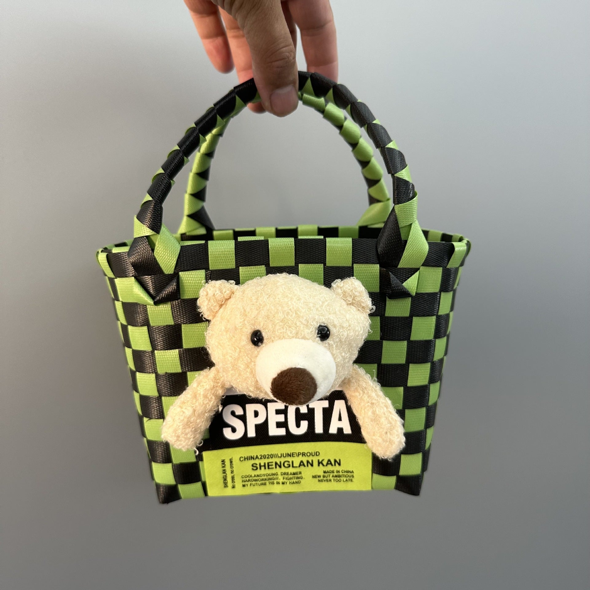 Plastic Woven Small Square Handbag Souvenir Bag