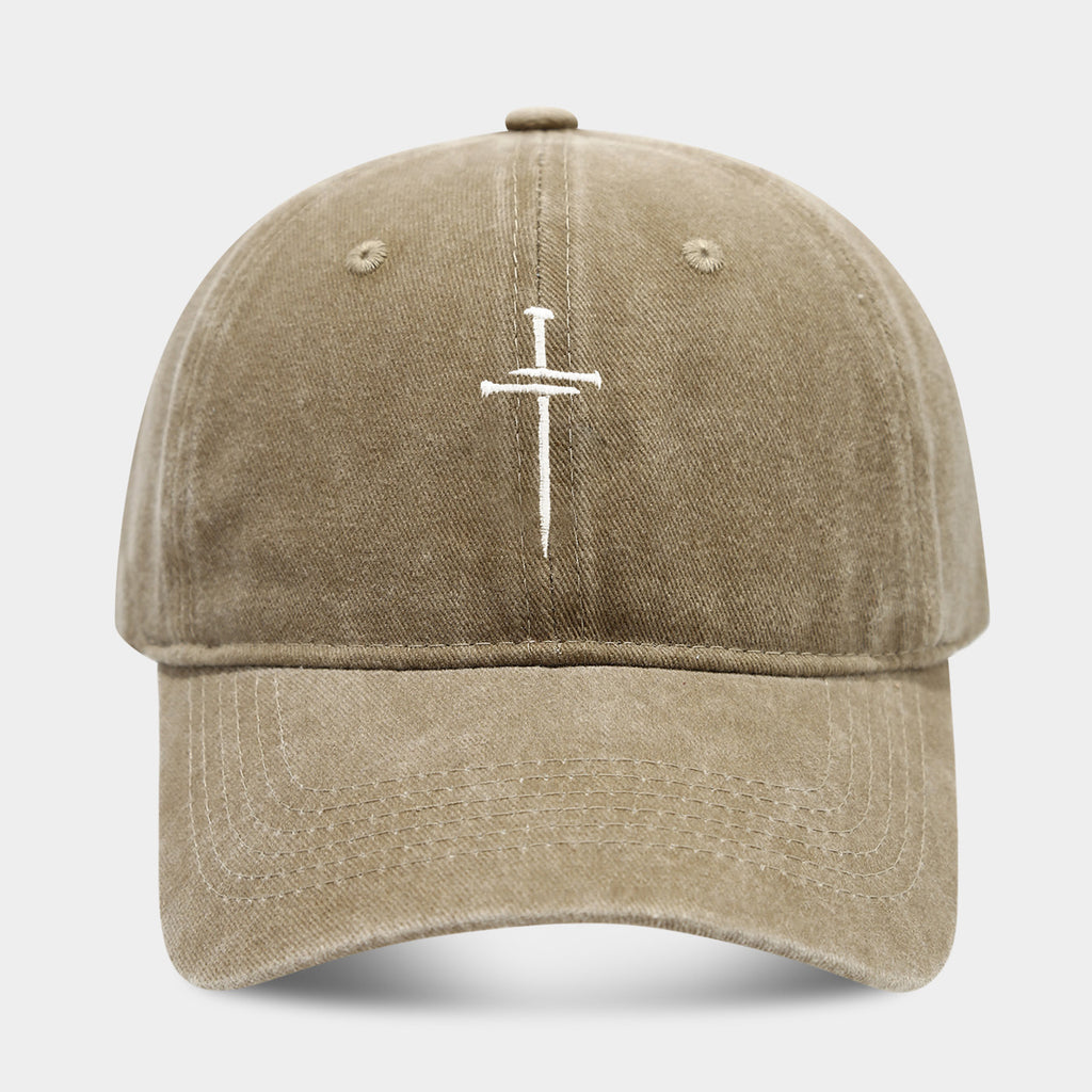 Washed Retro Cotton Embroidered Cross Baseball Cap