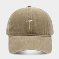 Washed Retro Cotton Embroidered Cross Baseball Cap