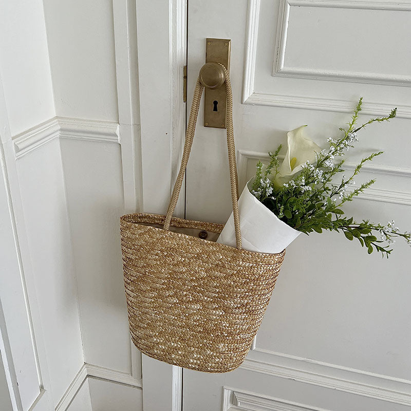 Minimalist Wheat Straw Shoulder Woven New Versatile Beach Bag